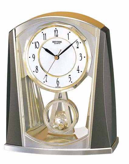 Atlanta Stiluhr 7772/9 Tischuhr Graumetallic-Gold • Slow-Motion-Pendel • Quartzwerk