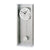 Silver wall clock with glass front and pendulum movement, round dial view