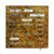 Wall clock with LED word display, square, gold brown, with illuminated time words