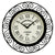 AMS radio-controlled wall clock with round black decorative frame, beige dial, Roman numerals, and hands