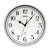 AMS radio-controlled wall clock with round dial, black numbers and hands, silver frame