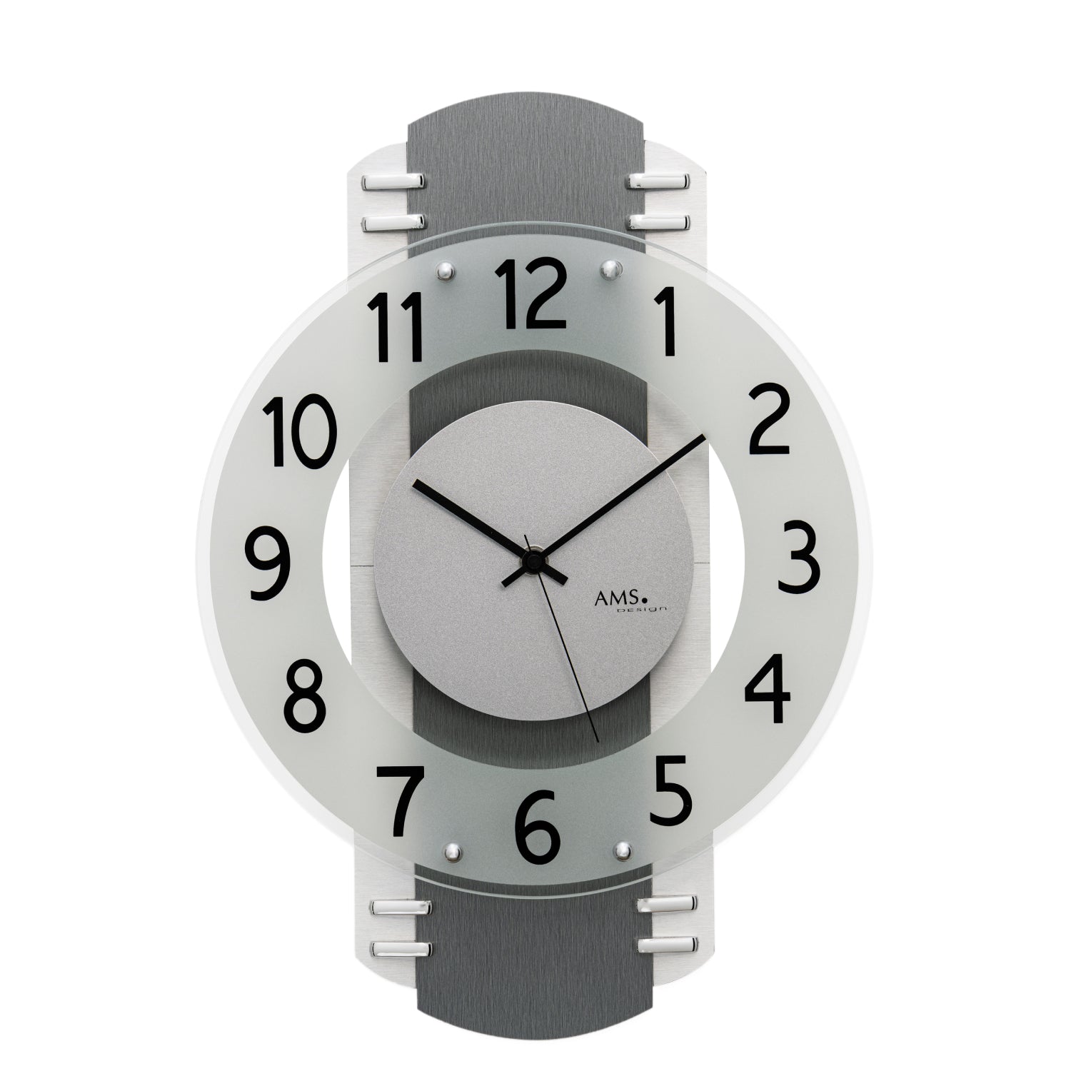 AMS wall clock with anthracite dial and wood case