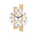 Wall clock with round dial, wooden frame, and satin-finished glass