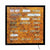 Wall clock with LED word display, gold-brown dial, black frame, cable connection