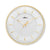 Wanduhr mit weißem Zifferblatt, goldenen Zeigern und Indexen, runder Rahmenfassung