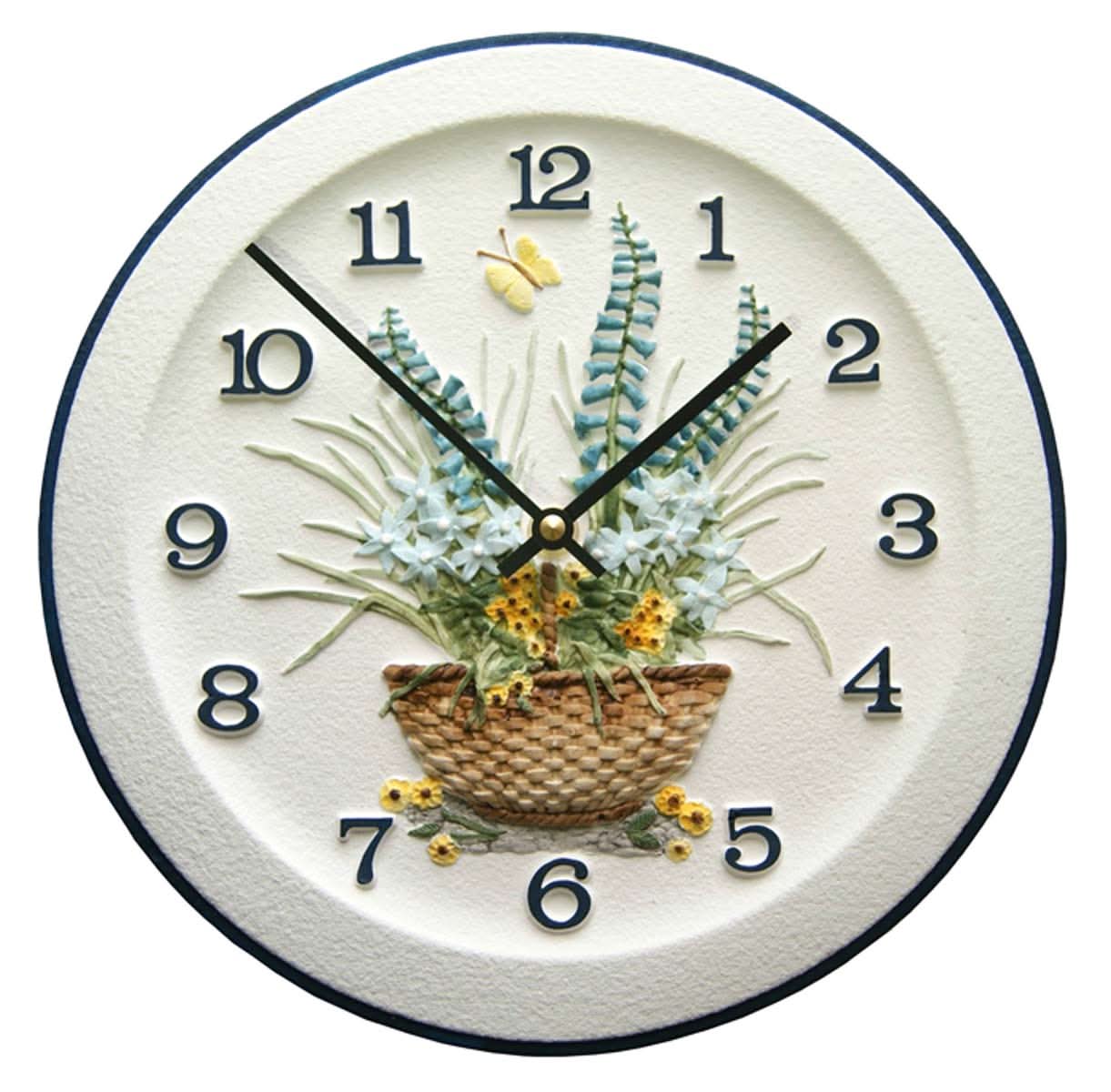 Terrastudio Wall Clock 29 cm Ø Ceramic • Hand-painted • Unique Floral Motif