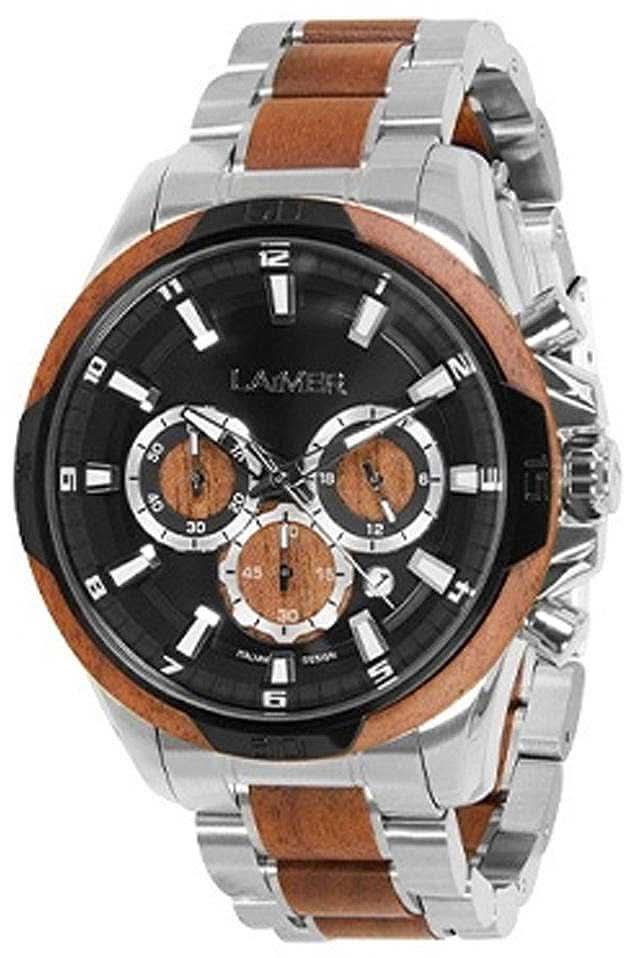 Laimer Ned 0195 Men's Watch • Chronograph Made of Walnut Wood • Stainless Steel Details