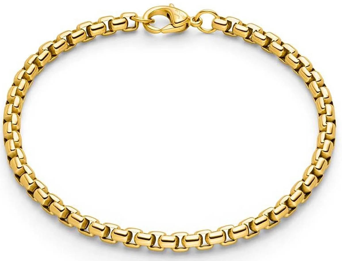 Bracelet Curb Chain Titanium Gold Plated Boccia Jewelry Model 030640218