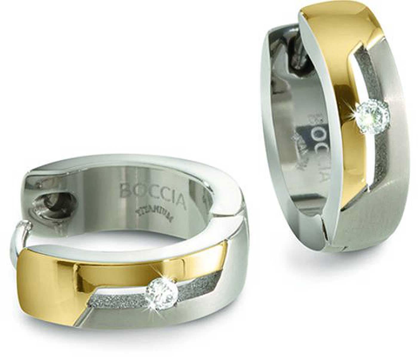 Titanium Creole Earrings with 2 Diamonds - Boccia Jewelry Model: 05045-04