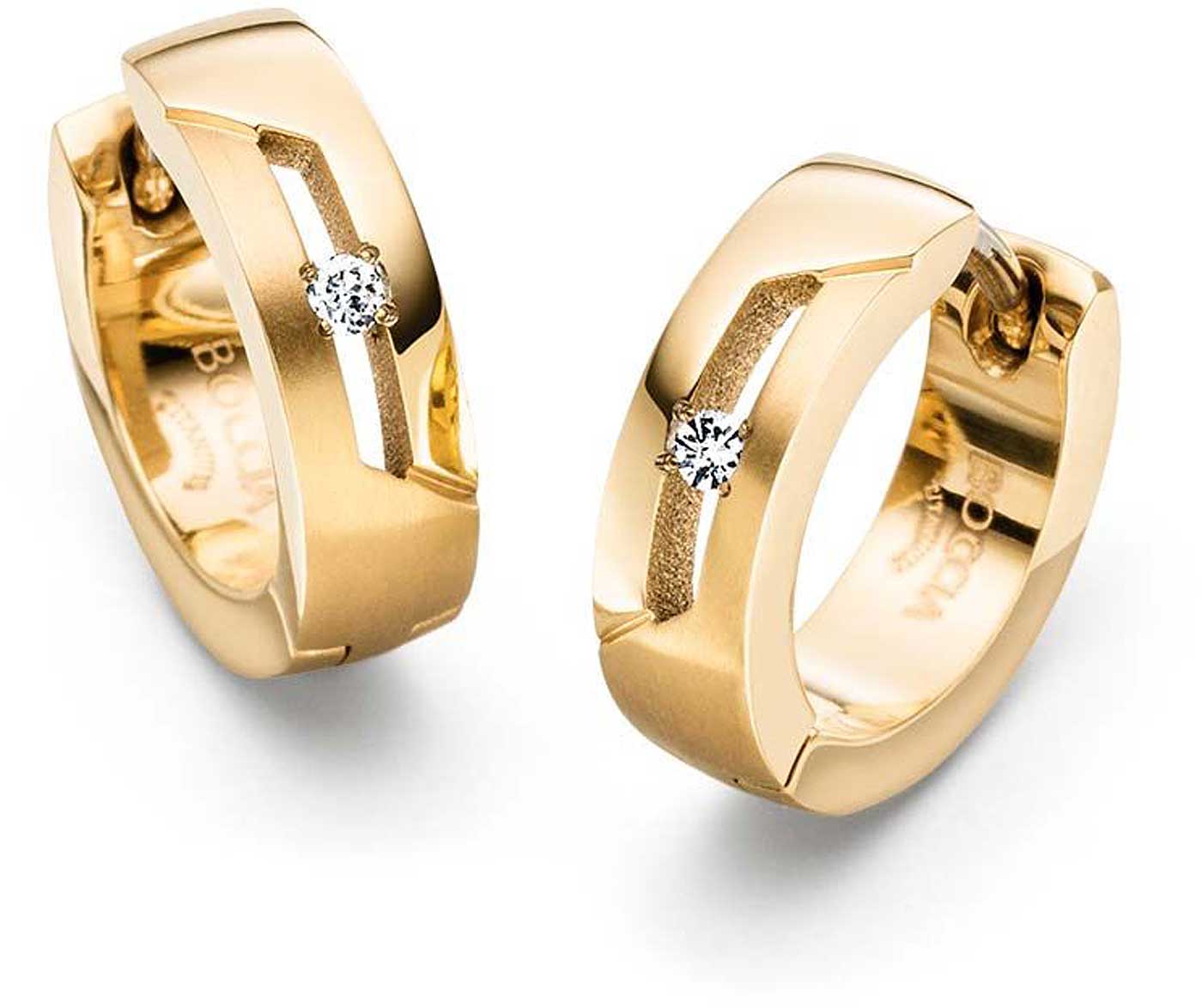 Titanium Hoops with 2 Diamonds - Boccia Jewelry Model: 05045-05