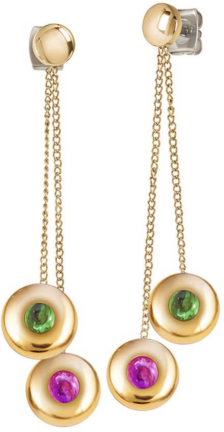 Drop earrings adorned with colorful tourmaline cabochons - Boccia Jewelry Model: 05052-02