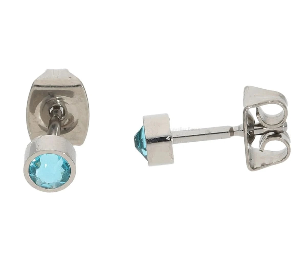 Titanium Stud Earrings with Blue Swarovski Stone Boccia Jewelry Model 05095-03