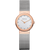 Bering Damenuhr mit roségoldenem Gehäuse, silbernem Milanaise-Armband, hellem Zifferblatt
