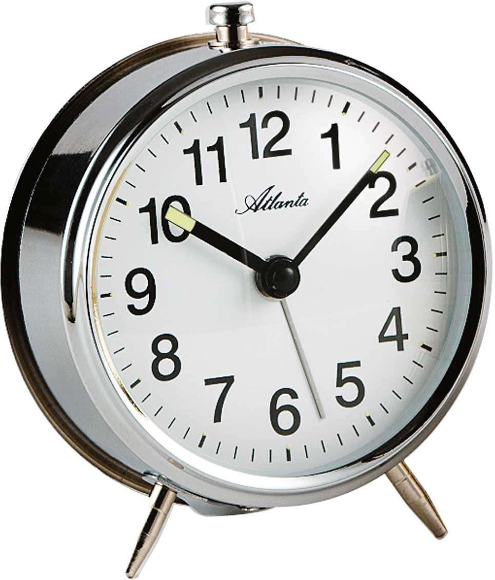 Atlanta Classic Alarm Clock 10.5x9.5cm Metal • Mechanical Hand-wound Movement • Luminous Hands