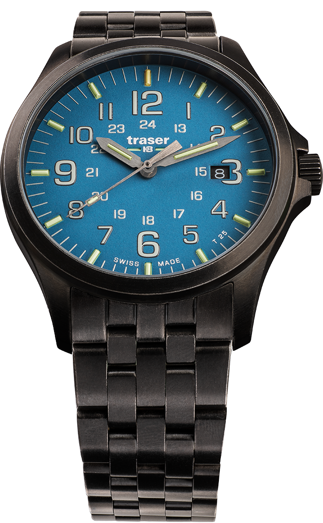 Traser H3 P67 Officer Pro 108740 Herren Armbanduhr Himmelblau • Saphirglas mit Antireflexbeschichtung • trigalight