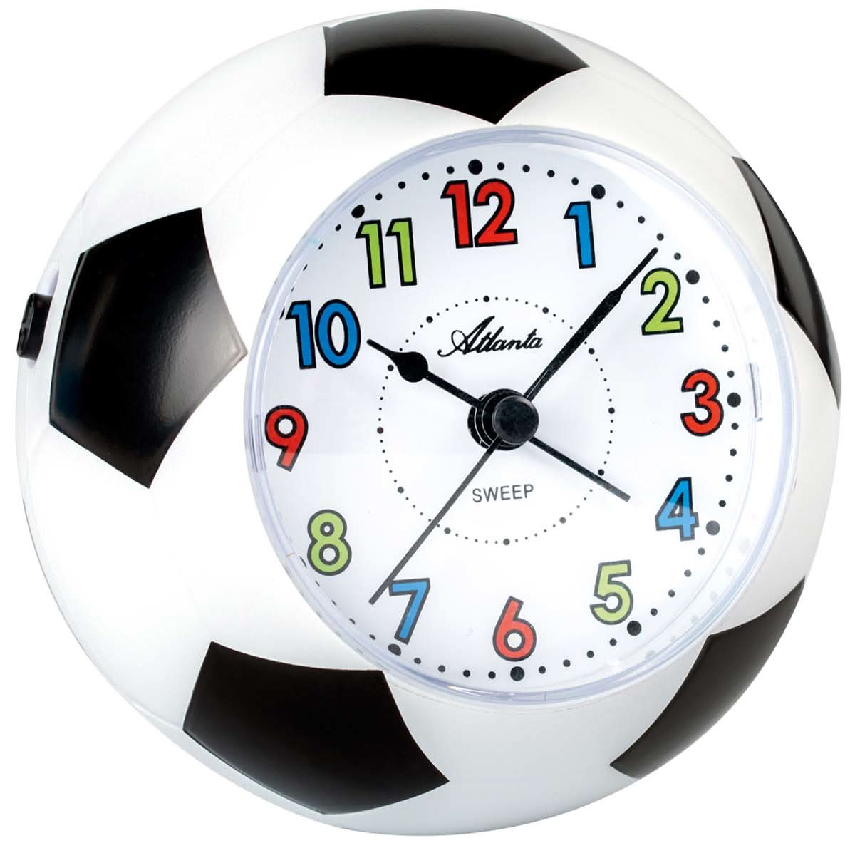 Atlanta Children's Alarm Clock Football Shape 11x11x10 cm Plastic • Musical Alarm • Silent Second Hand
