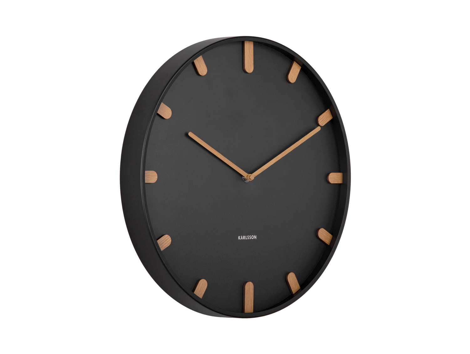 Karlsson Grace KA5942BK Wanduhr Schwarz • Skandinavisches Design • Eisen mit Holzakzenten