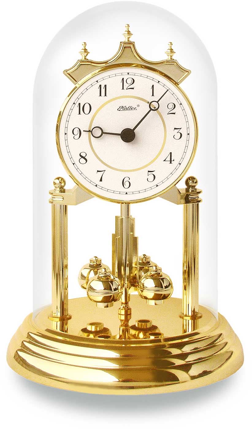 Haller Brass Table Clock • Precise Quartz Movement • Rotating Pendulum