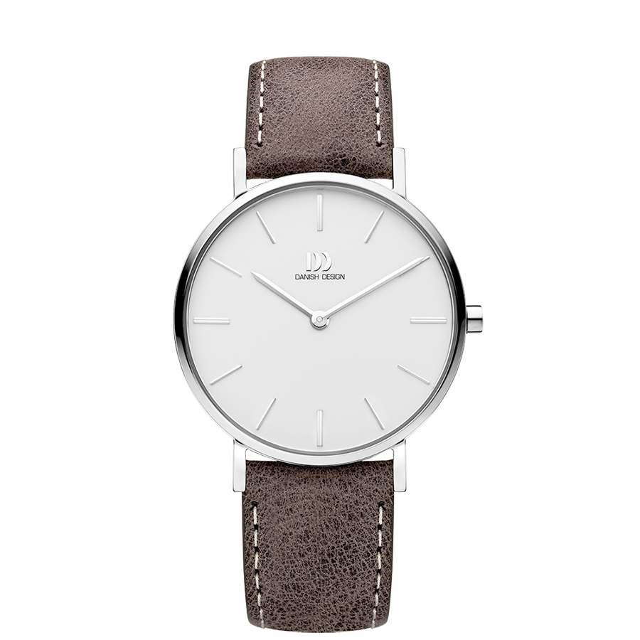 Danish Design Tidløs IV12Q1231 Ærø Armbanduhr Silber/Taupe • Mineralglas • Lederarmband