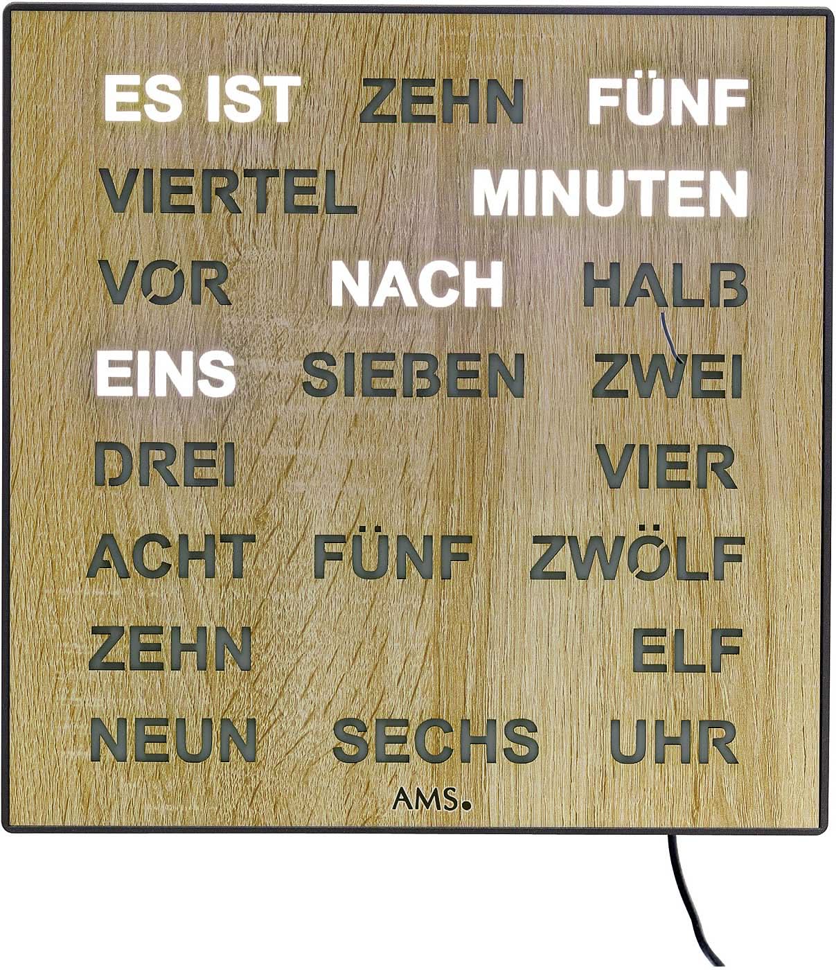 AMS Table Clock 28x28x4 cm Plastic • Digital Word Display • Modern Design