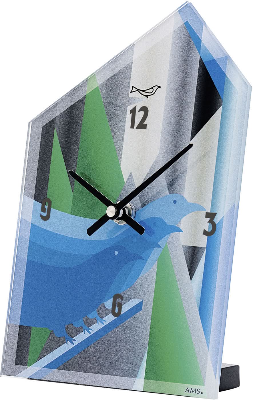 AMS Desk Clock 20x14x4 cm Acrylic • Modern Design • Precise Quartz Movement