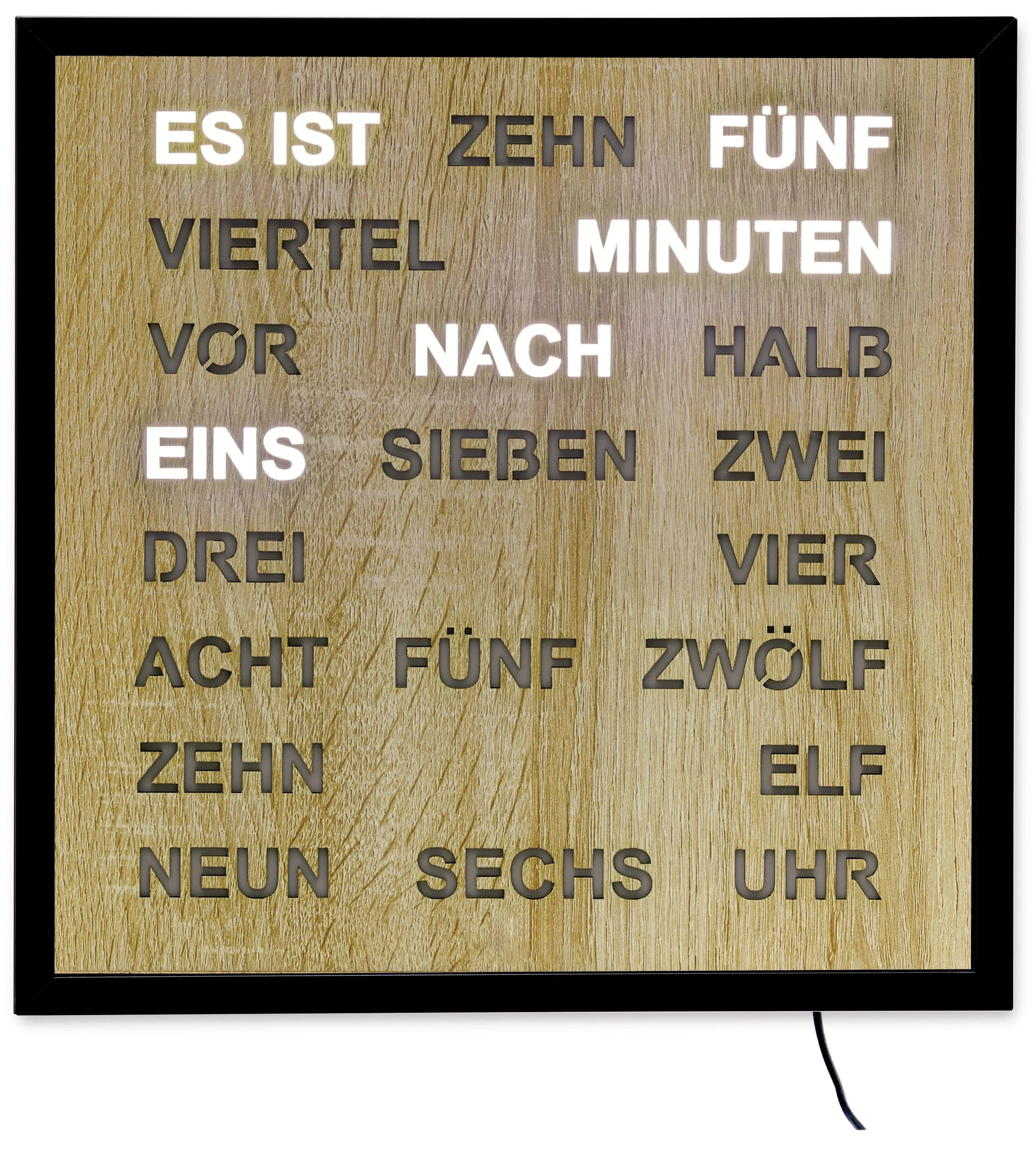 AMS Wall Clock 40x40 cm Metal, Acrylic • Word Clock • Modern Design