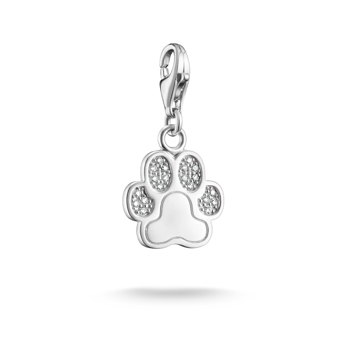 Charm Pendant Paw with Stones - 925 Sterling Silver