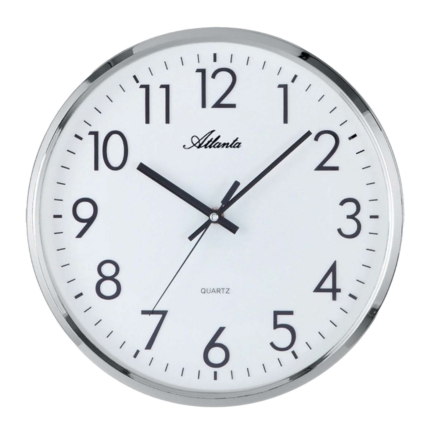 Atlanta Wall Clock 32 cm Ø Plastic • Silent Quartz Movement • With Sweeping Second Hand