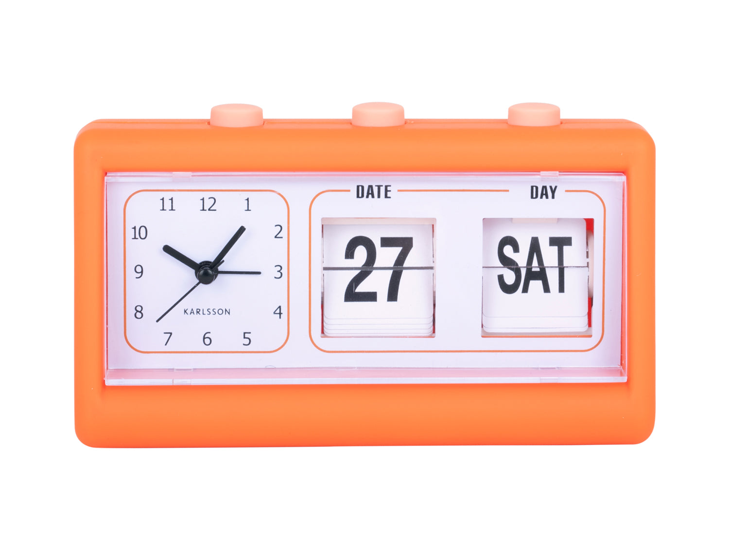 Karlsson Data Flip KA5941OR Wecker Leuchtorange • Klappzahlen-Mechanismus • Geräuschloses Sweep-Uhrwerk