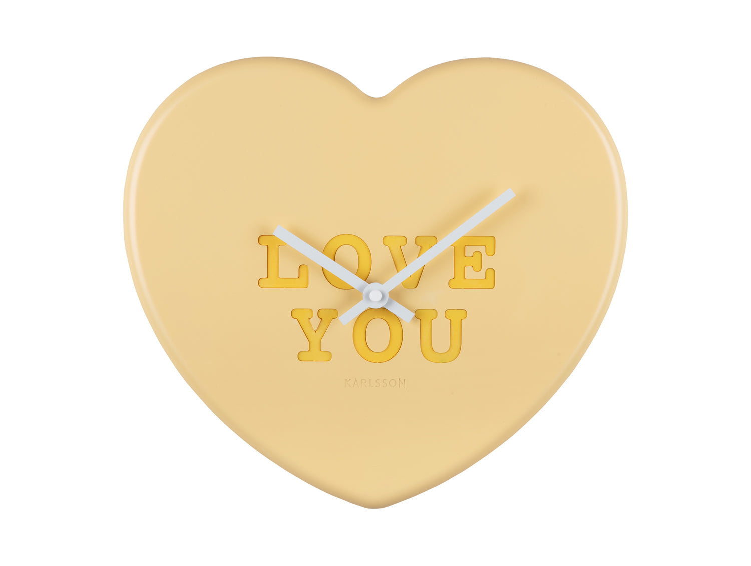 Karlsson Heart Candy KA5985LY Wanduhr Weiches Gelb • Herzförmiges Design • Iris Dijkers