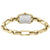 Damenarmbanduhr goldfarben, Rückseite mit Gehäuseboden und Gliederarmband