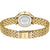 Goldfarbene Damenarmbanduhr mit Metallgliederarmband und Schließe, BOSS Rückseite sichtbar