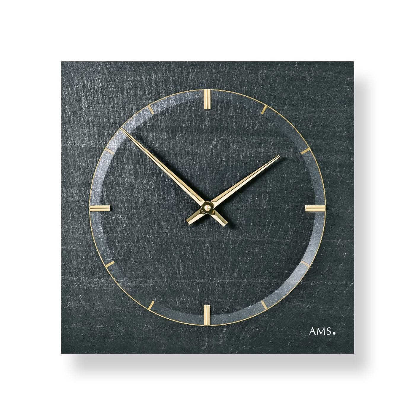 AMS Wall Clock 30x30x4 cm Stone • Silent Quartz Movement • Modern Design