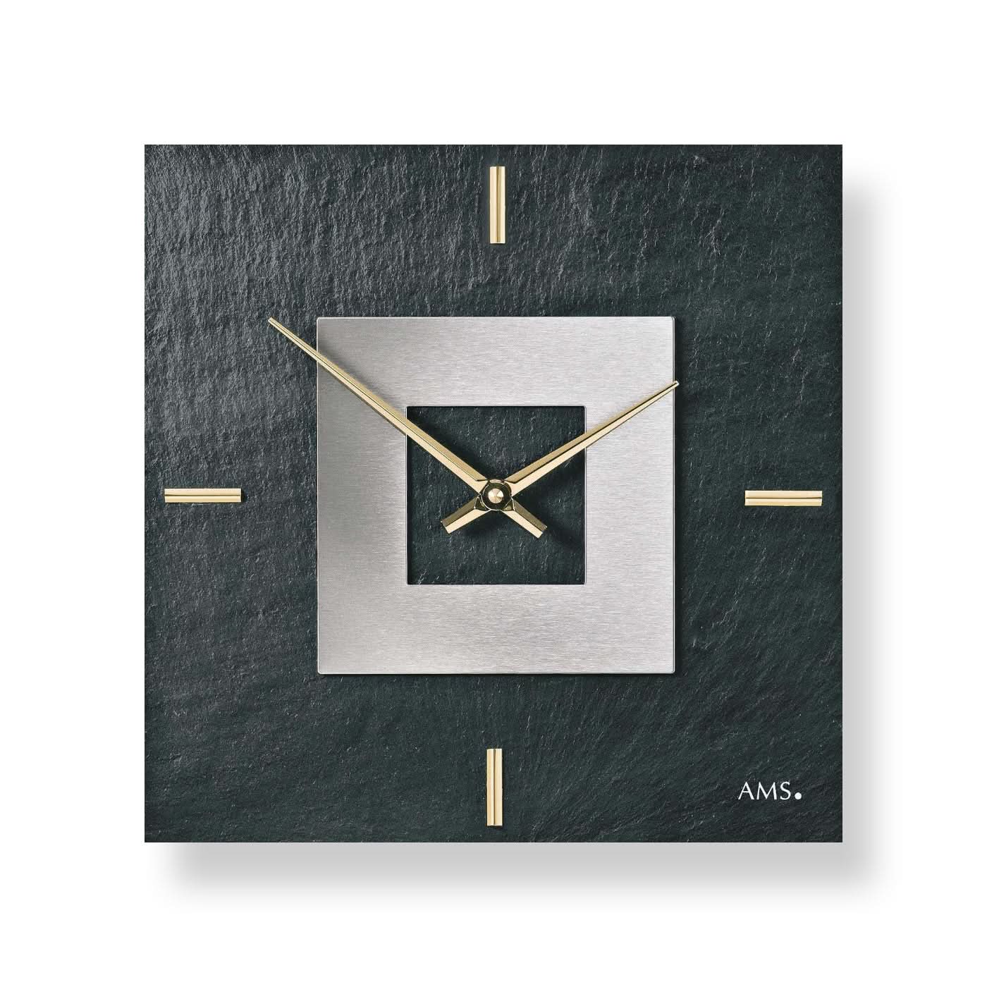 AMS Wall Clock 30x30x4 cm Stone • Silent Quartz Movement • Modern Design