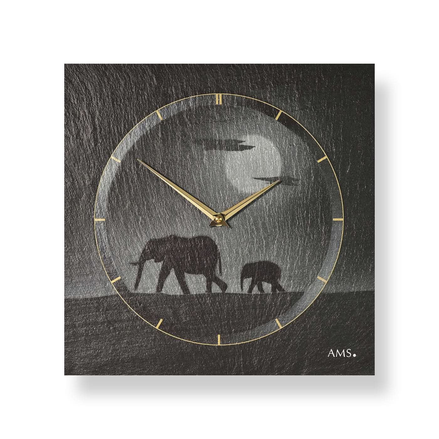 AMS Wall Clock 30x30x4 cm Stone • Silent Quartz Movement • Modern Design
