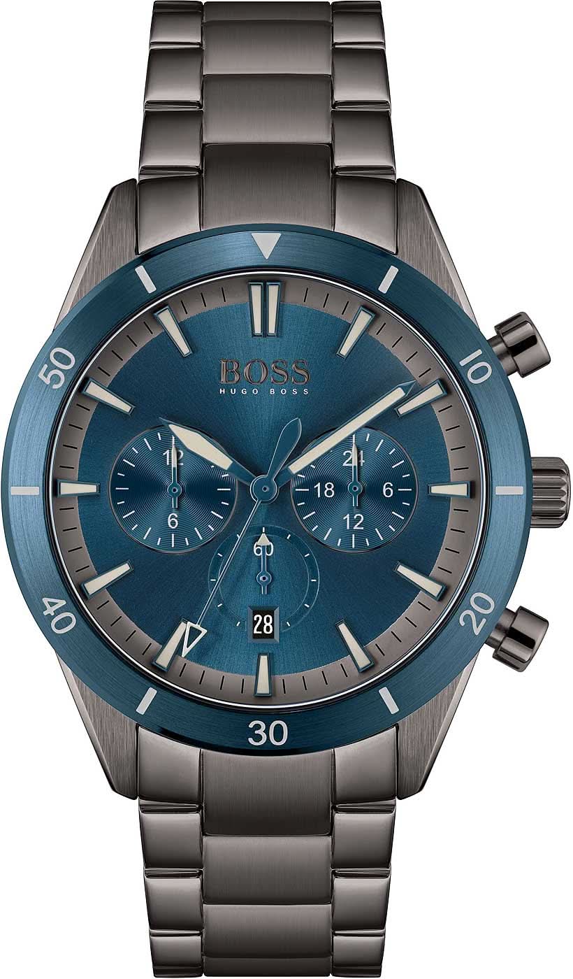 BOSS Santiago 1513863 Men's Watch • Blue Dial • Anthracite Stainless Steel