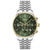 BOSS Herrenarmbanduhr mit grünem Chronographenzifferblatt und silbernem Metallarmband