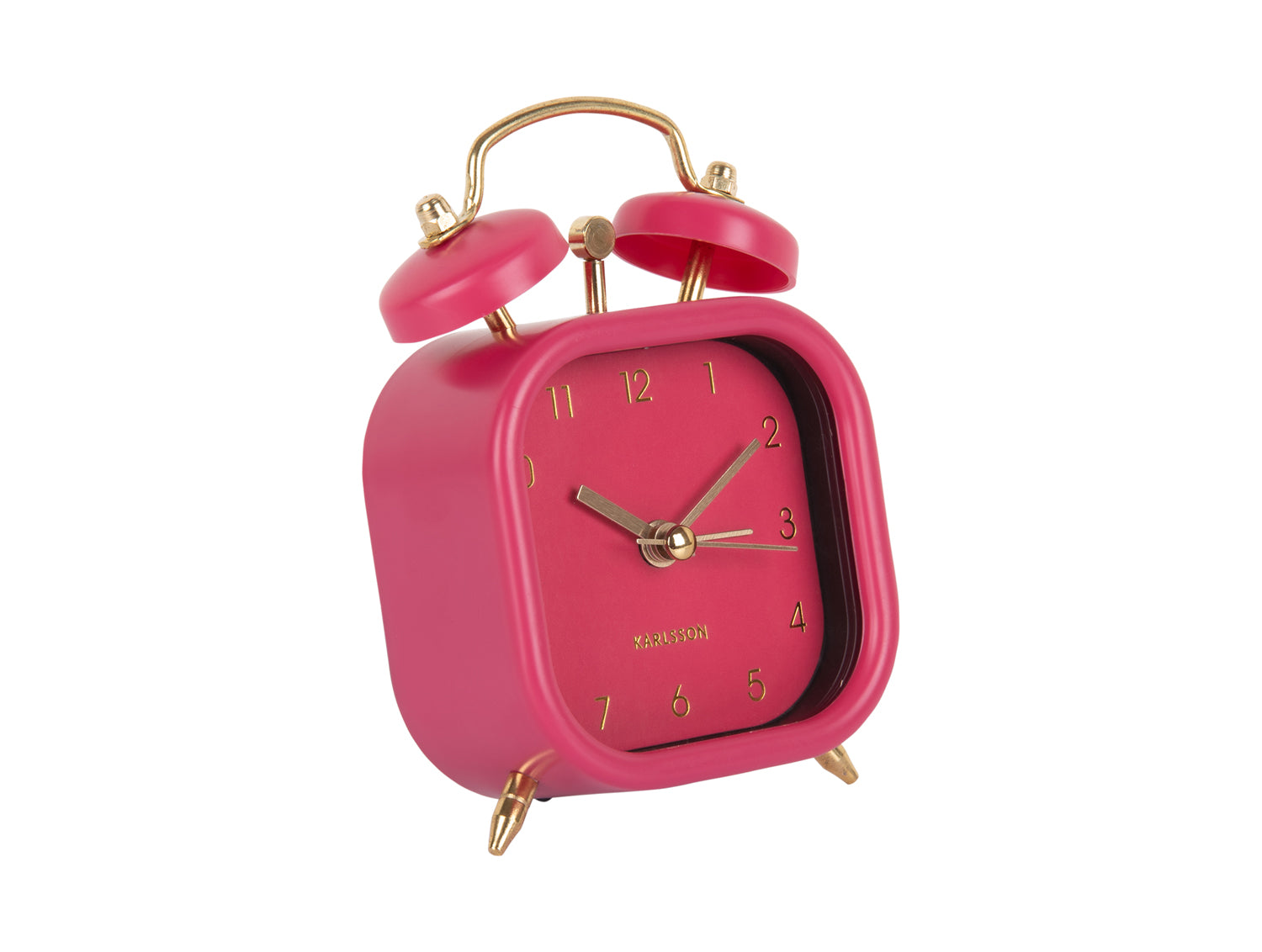 Karlsson Metallic Glam Square KA5921DP Wecker Dunkelrosa • Sweep-Uhrwerk • Goldene Zeiger