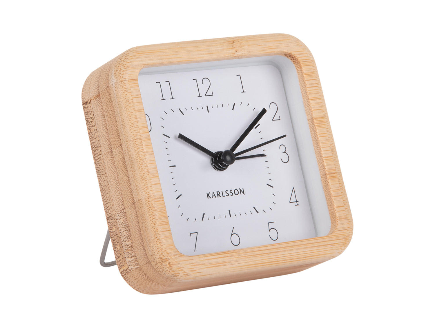 Karlsson Neat Square KA5924WH Wecker Weiß • Sweep-Uhrwerk • Bambus-Gehäuse
