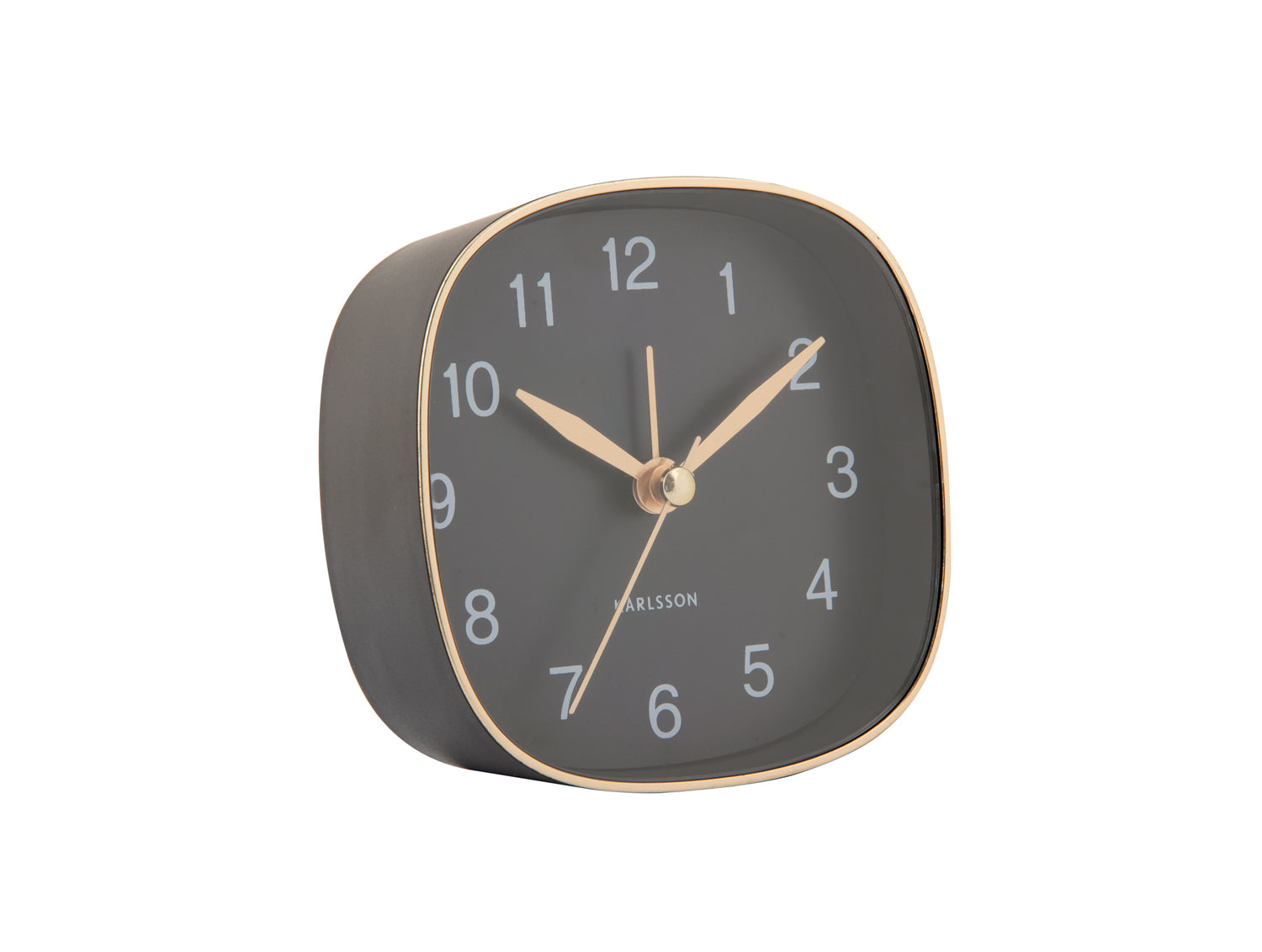 Karlsson Travel Square KA5957BK Wecker Schwarz • Geräuschloses Sweep-Uhrwerk • Kompakter Reisewecker