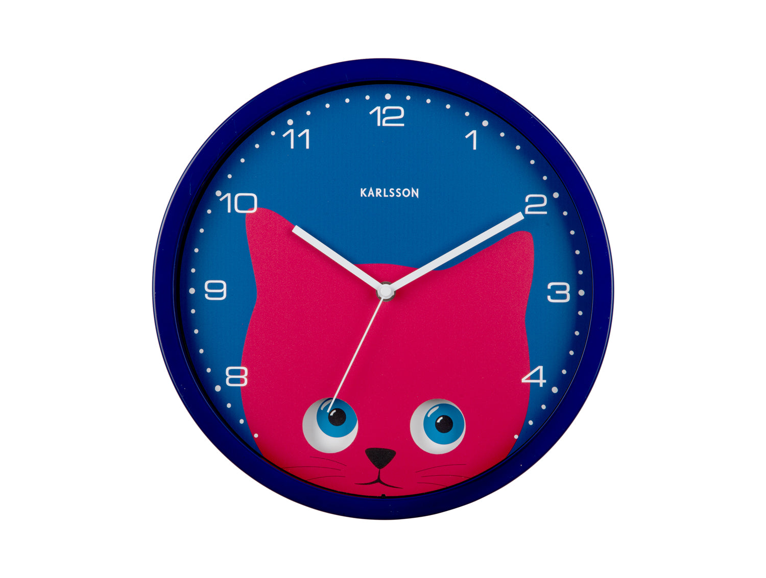 Karlsson Peekaboo Cat KA5997DB Wanduhr Dunkelblau • Bewegende Augen • Geräuschloses Sweep-Uhrwerk