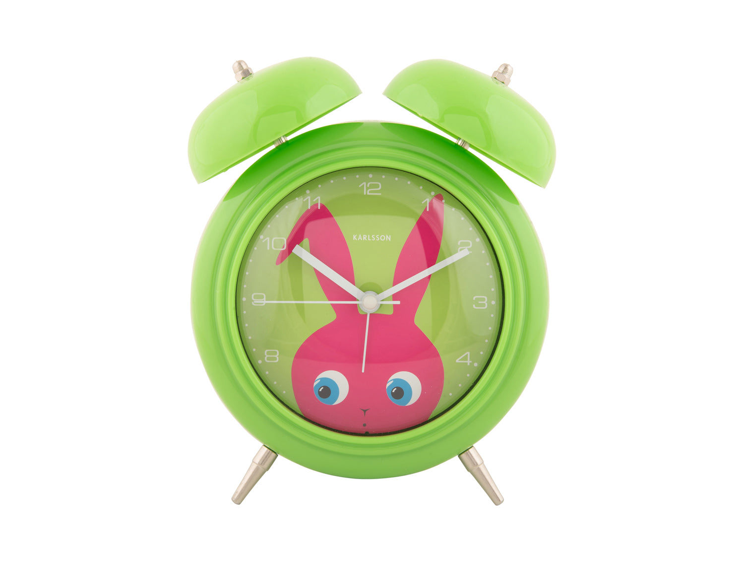 Karlsson Peekaboo Bunny KA5980DG Wecker Dunkelgrün • Bewegliche Augen • Kinderzimmer-Design