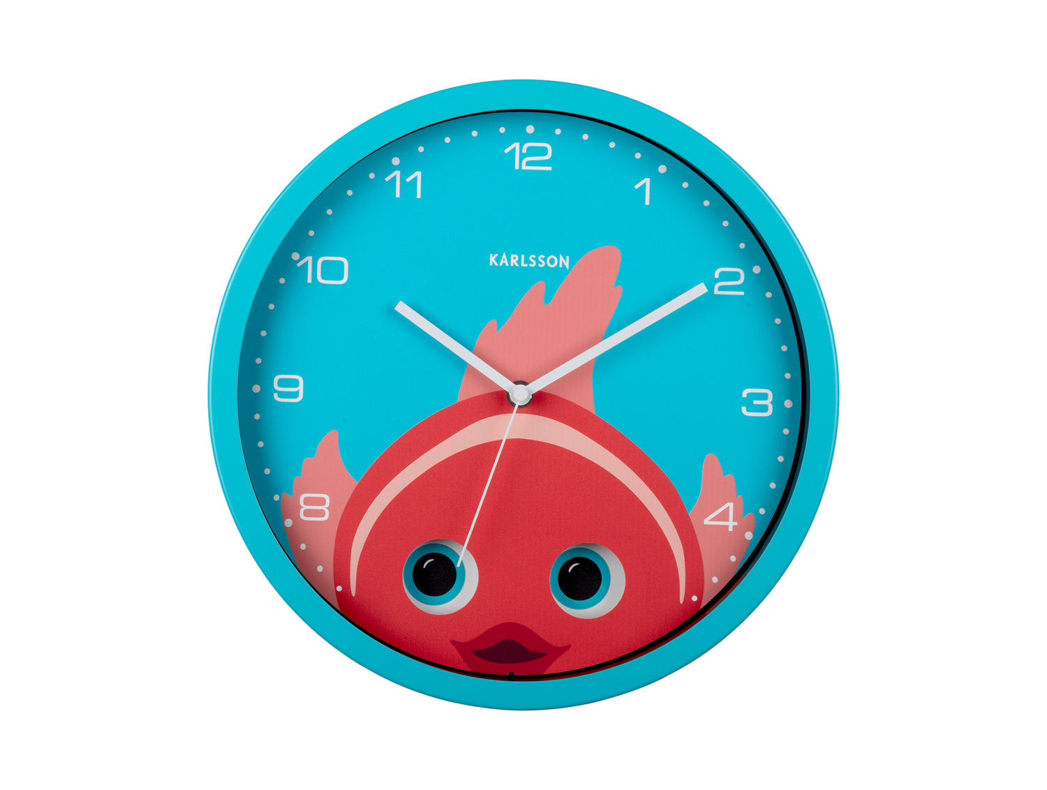 Karlsson Peekaboo Goldfish KA5997LB Wanduhr Hellblau • Bewegliche Augen • Kinderzimmer-Design