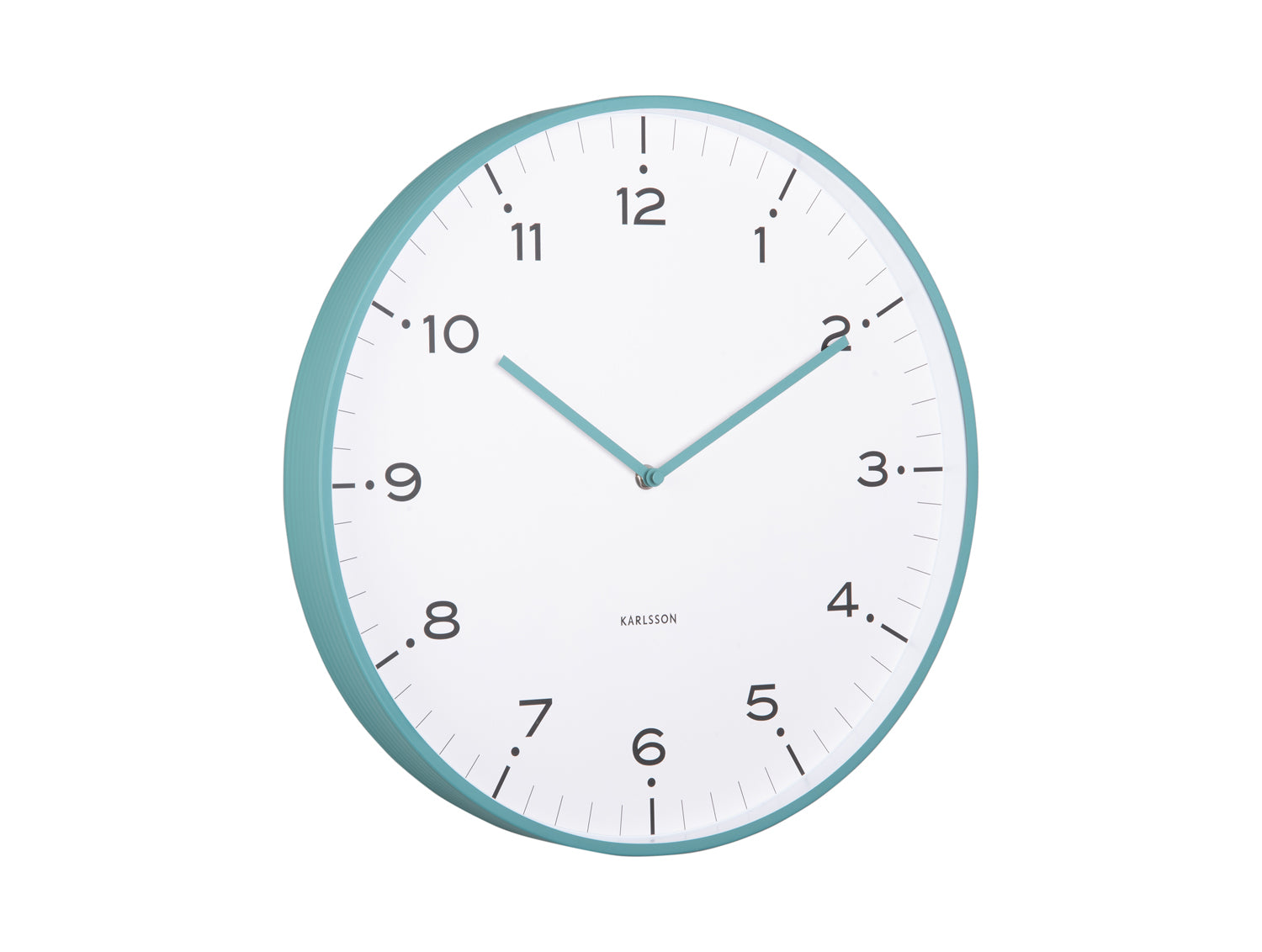 Karlsson Circus Rings KA6011BL Wanduhr Türkisblau • Sweep-Uhrwerk • Eisenring-Design