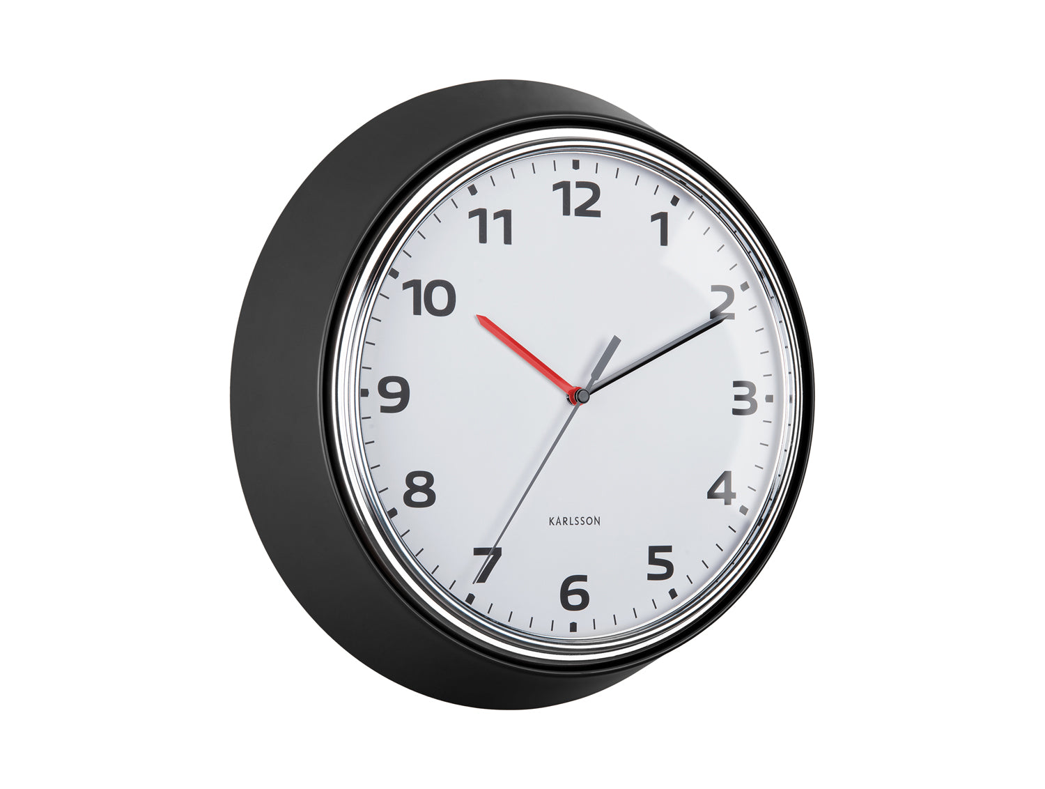 Karlsson Modern Retro KA6006BK Wanduhr Schwarz • Sweep-Uhrwerk • Retro-Design