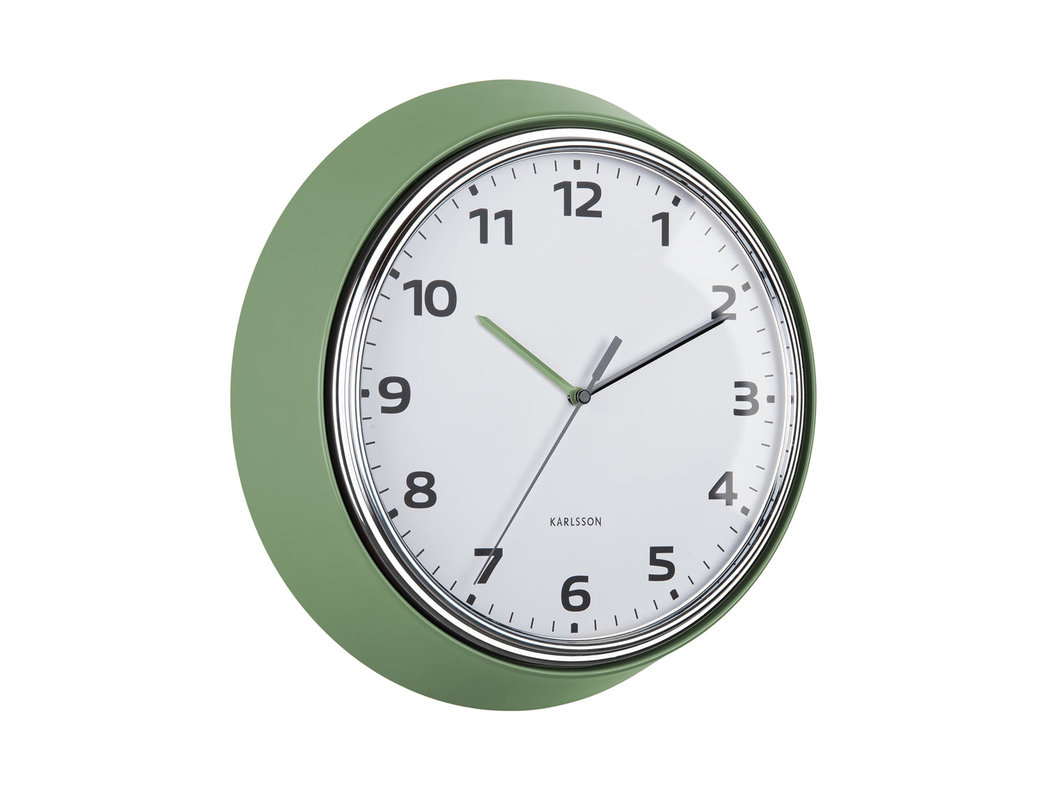 Karlsson Modern Retro KA6006GR Wanduhr Dschungelgrün • Geräuschloses Sweep-Uhrwerk • Retro-Design von Armando Breeveld