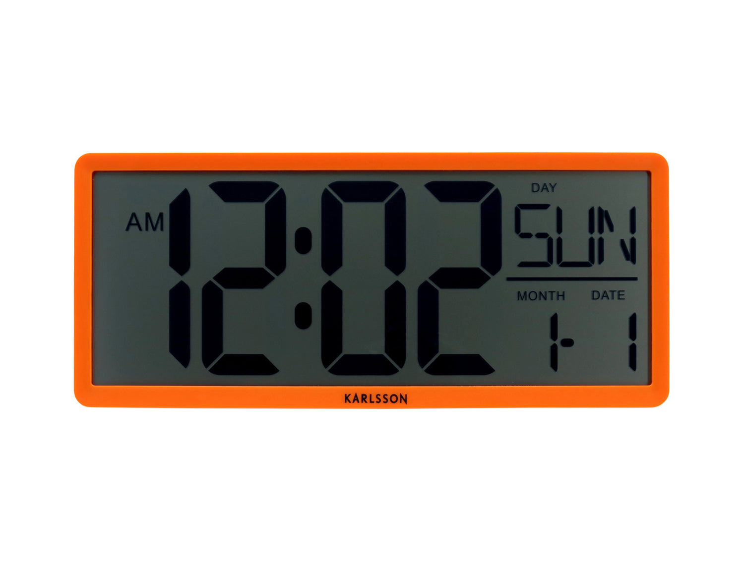 Karlsson Retro LCD KA6020OR Wanduhr Neonorange • Digitale LCD-Anzeige • Wand- und Tischnutzung