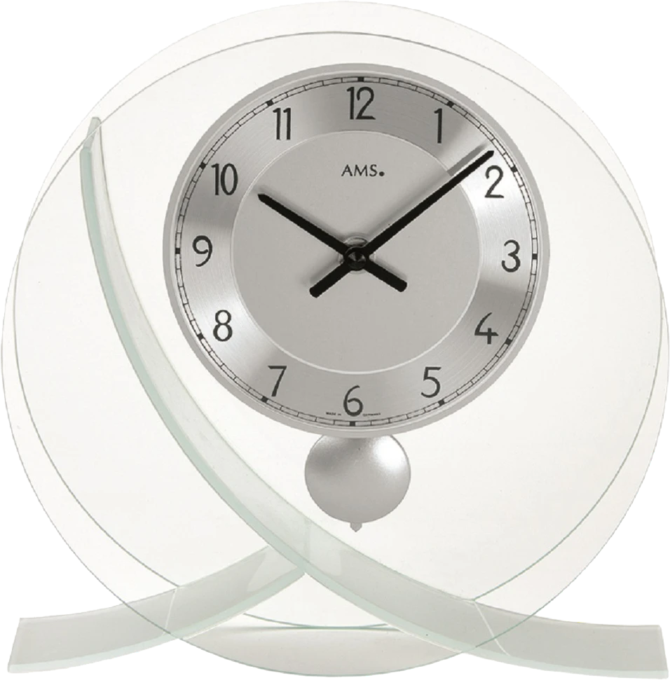 AMS Table Clock 23x23x7 cm Glass/Metal • Modern Design • Precise Quartz Movement
