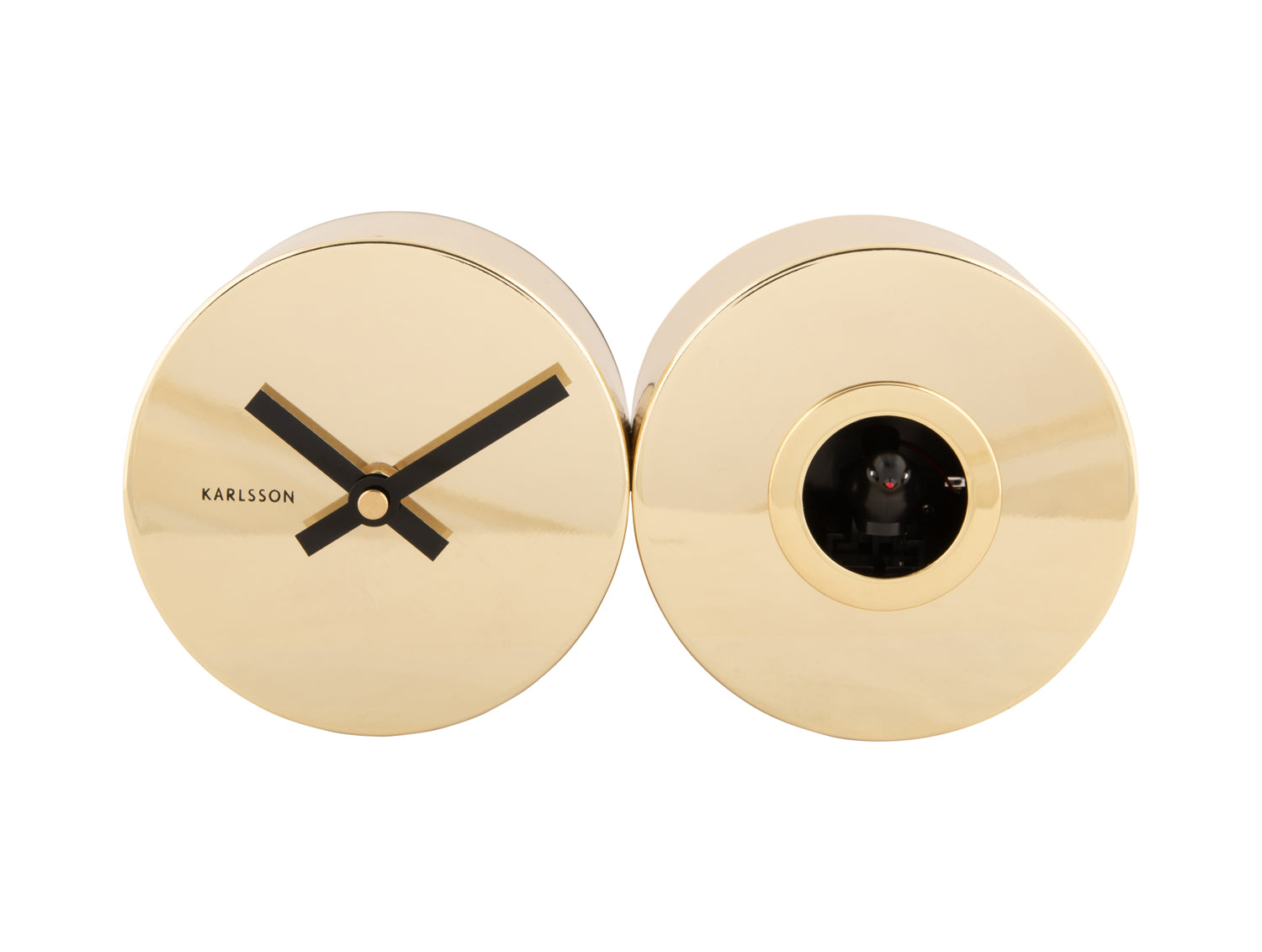 Karlsson Duo Cuckoo Plated KA5789GD Wanduhr Gold • Sweep-Uhrwerk • Kuckucksruf zur vollen Stunde