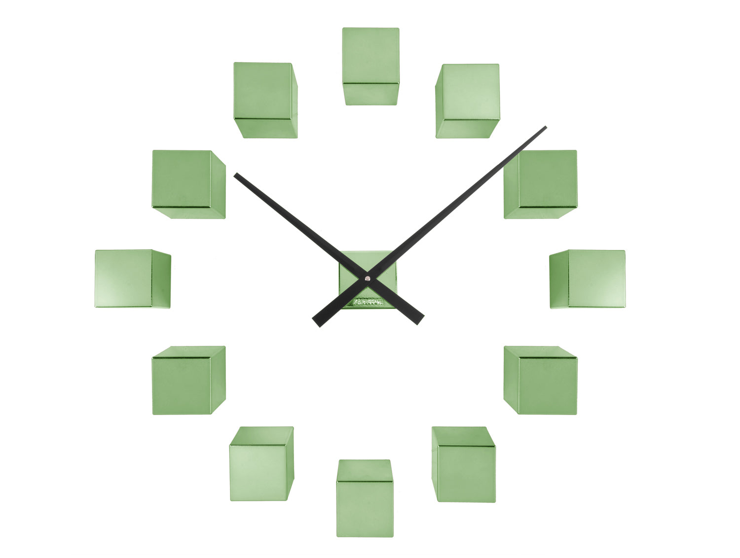 Karlsson DIY Cubic KA5974DG Wanduhr Metallic Dunkelgrün • Offenes Zifferblatt • Modernes Kubik-Design